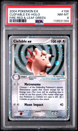 2004 POKEMON EX FIRE RED & LEAF GREEN #106 CLEFABLE EX-HOLO PSA 8 - Image 1