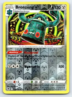 Pokemon SWSH10: Astral Radiance Bronzong Uncommon SWSH10 Reverse Holo 112/189 NM - Image 1
