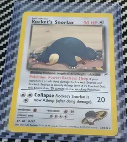 LP Rocket's Snorlax 033/132 Gym Heroes Regular Non Holo WotC Pokemon 2000 - Image 1