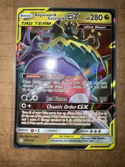 Pokemon Naganadel & Guzzlord GX Tag Team Ultra Rare 158/236 Cosmic Eclipse - NM - Image 1
