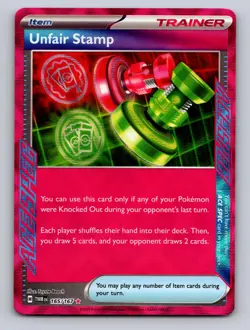 UNFAIR STAMP 165/167 ACE SPEC RARE TWILIGHT MASQUERADE POKEMON NM - Image 1