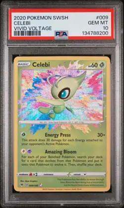 2020 POKEMON SWORD & SHIELD VIVID VOLTAGE #009 CELEBI PSA 10 - Image 1