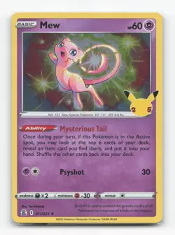 Pokemon TCG - Mew 011/025 Near Mint Holo Rare Celebrations - Image 1