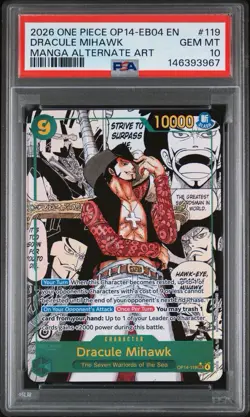 2026 One Piece OP14-EB04 En Manga Alternate Art #119 Dracule Mihawk PSA 10 - Image 1