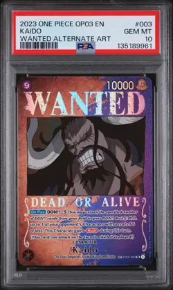 2023 ONE PIECE OP03-PILLARS OF STRENGTH WANTED ALTERNATE ART #003 KAIDO PSA 10 - Image 1