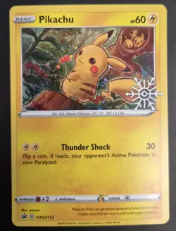Pokemon Card - Pikachu - Snowflake Holiday Promo - Black Star - SWSH153 - NM - Image 1