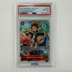 Ace Sabo Luffy OP13 #007 Alt Art PSA 10 Gem Mint One Piece Card EN - Image 1