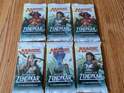 MAGIC THE GATHERING Lot of (6) BATTLE FOR ZENDIKAR Factory Sealed Booster Packs - Image 1