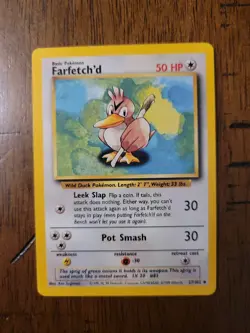 Pokemon TCG Farfetch'd Base Set 27/102 Regular Unlimited Uncommon - Image 1