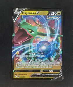 Pokemon TCG Rayquaza v Evolving Skies Holo Ultra Rare Card 110/203 - Image 1