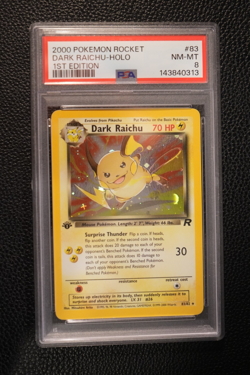 2000 POKEMON ROCKET 1ST ED #83 DARK RAICHU-HOLO PSA 8 Fresh Cert - Image 3
