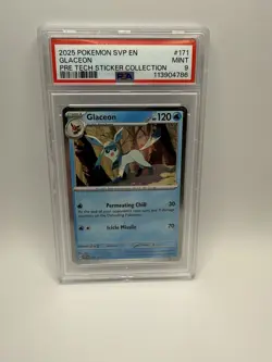 2025 Pokemon SVP EN Glaceon Pre Tech Sticker PSA 9 Mint - Image 1