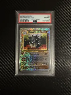 2002 POKEMON LEGENDARY COLLECTION #35 RHYDON-REVERSE FOIL PSA 8 - Image 1