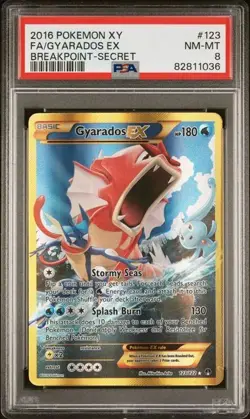 2016 POKEMON XY BREAKPOINT SECRET #123 FULL ART/GYARADOS EX PSA 8 - Image 1