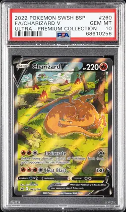 2022 POKEMON SWSH BLACK STAR PROMO #260 FULL ART/CHARIZARD V PSA 10 - Image 1