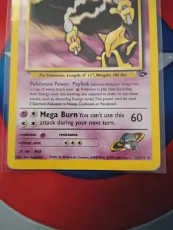 Sabrina's Alakazam Gym Challenge Holo Rare Unlimited 16/132 80HP Stage 2 - Image 3
