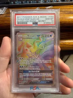 2017 POKEMON SUN & MOON GUARDIANS RISING FULL ART/ALOLAN NINETALES GX PSA 10 - Image 1