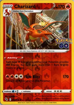Charmeleon 009/078 UC Pokemon GO Pokemon Reverse Holo NM - Image 1