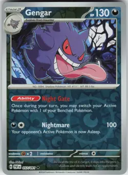 Gengar 057/091 Uncommon Paldean Fates Pokemon Reverse Holo Near Mint - Image 1