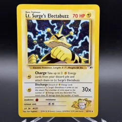 Pokemon TCG Lt. Surge's Electabuzz 6/132 Gym Heroes Holo Rare MP Holo Swirl - Image 1