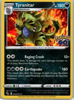 Pokemon TCG Tyranitar 043/78 Pokemon GO Holo NM - Image 1