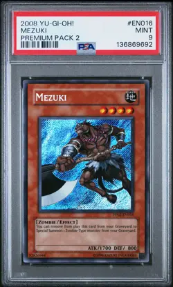 2008 YU-GI-OH! PREM PACK 2 #EN016 MEZUKI PSA 9 - Image 1