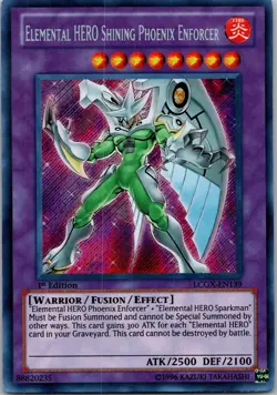 Yugioh Elemental HERO Shining Phoenix Enforcer LCGX-EN139 1st Ed Secret Rare NM - Image 1