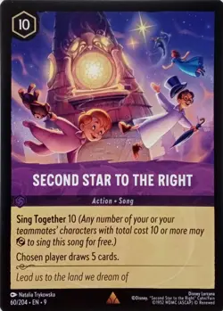 60/204 SECOND STAR TO THE RIGHT EN9 RARE DISNEY LORCANA CARD - Image 1
