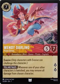 12/204 WENDY DARLING PIRATE QUEEN EN7 UNCOMMON DISNEY LORCANA CARD - Image 1