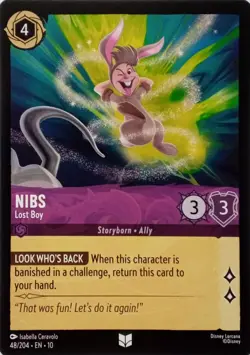 48/204 NIBS LOST BOY EN10 UNCOMMON DISNEY LORCANA CARD - Image 1