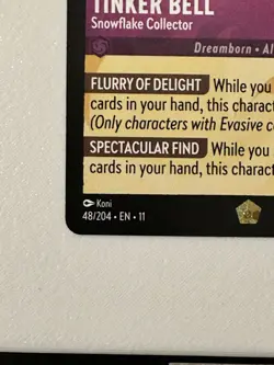Disney Tinker Bell-Snowflake Collector Card 48/204 Peter Pan Lorcana TCG - Image 5