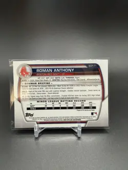 ROMAN ANTHONY 2023 BOWMAN CHROME 1ST PROSPECT RC RED LAVA REFRACTOR /5 - Image 2