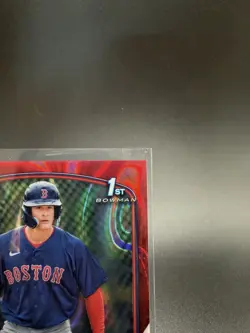 ROMAN ANTHONY 2023 BOWMAN CHROME 1ST PROSPECT RC RED LAVA REFRACTOR /5 - Image 4