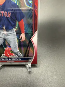 ROMAN ANTHONY 2023 BOWMAN CHROME 1ST PROSPECT RC RED LAVA REFRACTOR /5 - Image 5