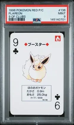 1996 POKEMON RED VERSION PLAYING CARDS #136 FLAREON 9 OF CLUBS - Image 1