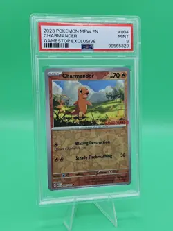 2023 POKEMON MEW EN-151 004 CHARMANDER GAMESTOP EXCLUSIVE - PSA 9 MINT - Image 1