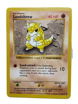 SANDSHREW - 62/102 - SHADOWLESS Base Set - Pokemon Card - M/NM - Image 1