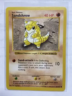 SANDSHREW - 62/102 - SHADOWLESS Base Set - Pokemon Card - M/NM - Image 2