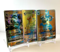 Pokemon TCG Lucario GX Hidden Fates + X2 More Lucario GX fan Art Cards! - Image 1