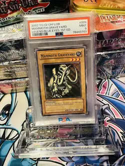 PSA 9 - Yu-Gi-Oh Card - LOB-009 - MAMMOTH GRAVEYARD (common) *1st Edition* MINT - Image 1