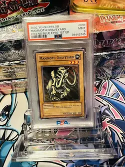 PSA 9 - Yu-Gi-Oh Card - LOB-009 - MAMMOTH GRAVEYARD (common) *1st Edition* MINT - Image 3
