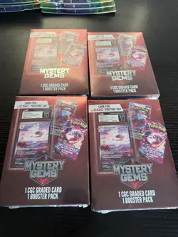 Lot Of 4 Pokemon Mystery Gems 1 CGC Graded Card + 1 Booster Pack Sealed Sealed - Image 1