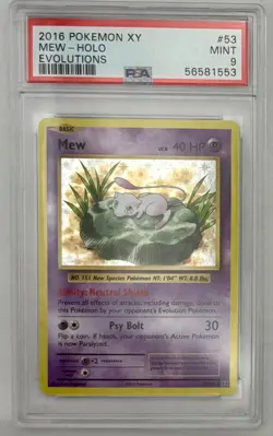 2016 Pokemon XY Evolutions Holo Mew 53/108 #53 PSA 9 MINT - Image 1