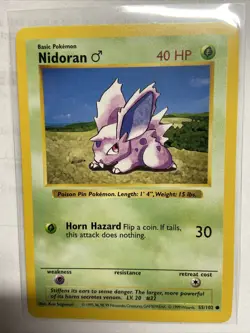 1999 Pokemon Card TCG Base Set Non-Holo Nidoran Shadowless Uncommon 55/102 - NM - Image 1