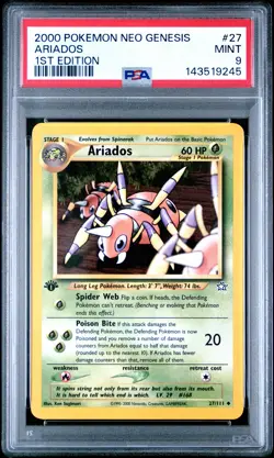 2000 POKEMON NEO GENESIS 1ST EDITION #27 ARIADOS PSA 9 - Image 1