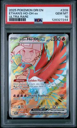 PSA 10 - Ethan's Ho-Oh ex 209/182 Pokemon TCG Sv10: Destined Rivals - Image 1