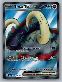 Great Tusk ex 230/198 Ultra Rare Scarlet & Violet Pokemon Near Mint - Image 1