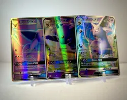 Pokemon TCG Espeon GX SM Black Star Promo SM35 Promo + X2 Espeon GX Fan Art - Image 1