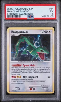 2008 POKEMON DIAMOND & PEARL LEGENDS AWAKENED #14 RAYQUAZA-HOLO PSA 5 - Image 1