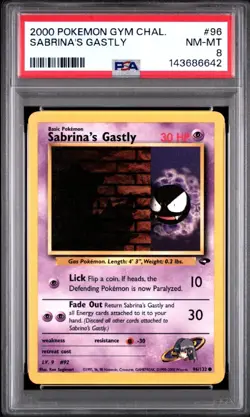 2000 Pokemon Gym Challenge 96 Sabrina's Gastly PSA 8 - Image 1